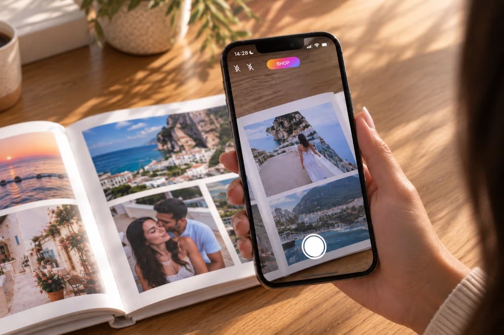 Scanning a Glimp photobook with the app to watch the video